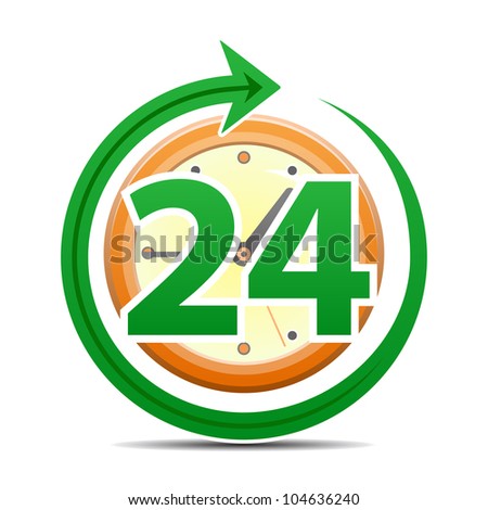 Open around the clock, 24 hours a day icon isolated on white background. Stylized icon