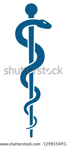 Medical symbol - Staff of Asclepius or Caduceus icon isolated on white background. The snake entwined around a wooden staff. Other name Rod of Aesculapius. Vector illustration