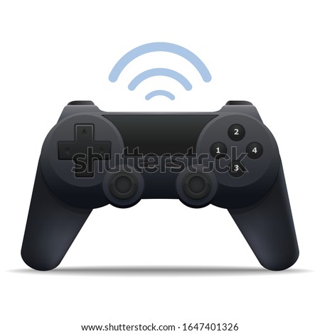 Game controller or game pad wireless for control computer and console video games. Gamepad wireless controller black isolated on white background. Vector illustration