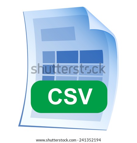 File format or file extension CSV (Comma-Separated Values) icon for interface applications and websites isolated on white background. Vector illustration