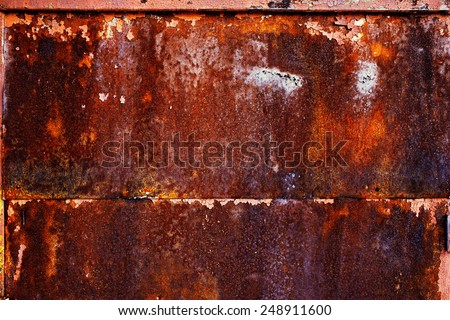 shabby old rusty metal with paint peeling off from time to time and weather