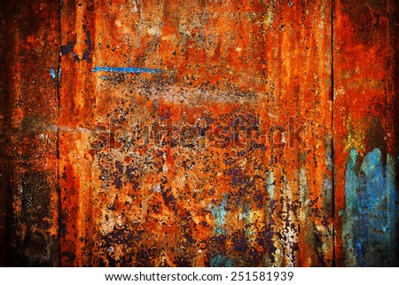 rusty metal background in shabby old paint from old-time
