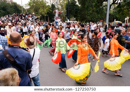 CHIANG MAI,THAILAND-FEB.2 : 37th Anniversary Chiang Mai Flower Festival, People are interested in coming to visit the annual Chiang Mai flower festival. on Feb.2, 2013 in Chiang Mai,Thailand.