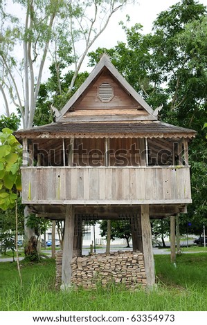 House  lanna  style ornamental architecture  storage rice Chiangmai Thailand