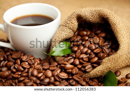 black roasted arabic coffee and cup of hot drink