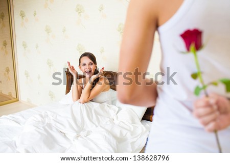 Man flirt with women in bedroom