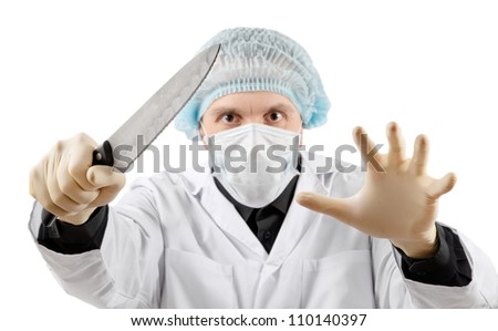 a doctor-murderer with a huge knife