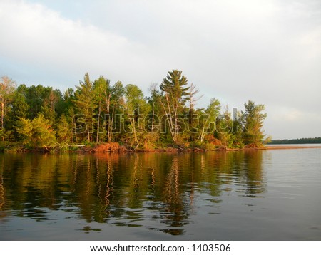 Island corner with tree and water perfect for camping and fishing