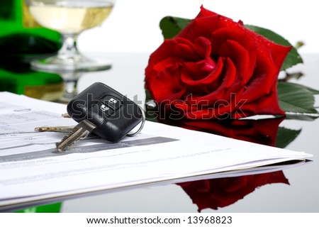 Contract for new car isolated on white