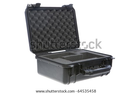 Case for protecting equipment. Studio shot. Isolation on white background. Side view.