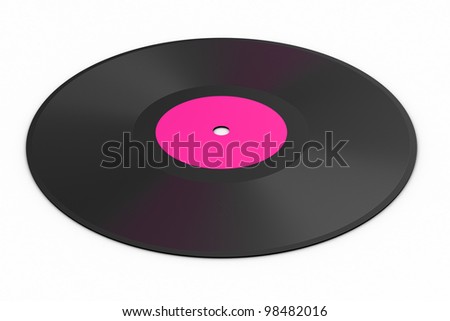 Black vinyl record lp album disc over white background
