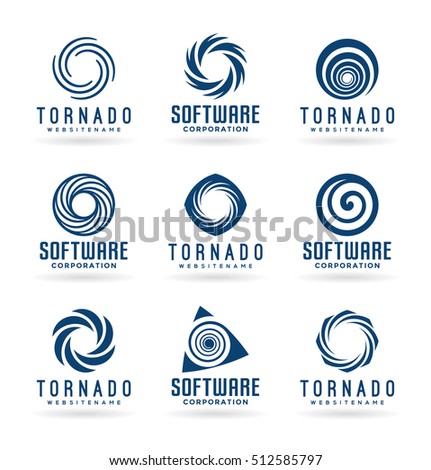 Abstract tornado symbols and spiral logo design elements (2)