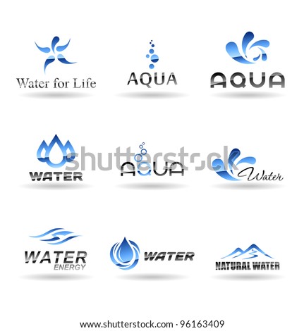 Set of water design elements. Water icon. Set 2.