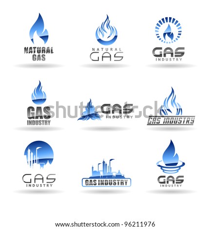 Set of gas energy icons. Natural gas. Gas industry.