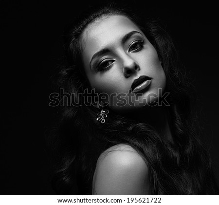 Seductive beautiful woman portrait. Black and white portrait