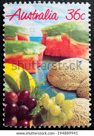 AUSTRALIA - CIRCA 1987:A Cancelled postage stamp from Australia illustrating Australian Fruit, issued in 1987.