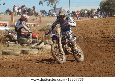 Motocross Rider Daryl King powering out of a corner