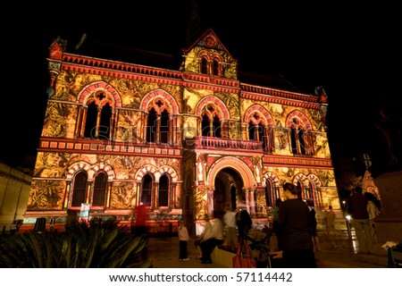 ADELAIDE, AUSTRALIA - APRIL 4: Northern Lights Festival, digital image projected onto buildings along North Terrace as part of the Adelaide Festival on April 4, 2010 in Adelaide, South Australia
