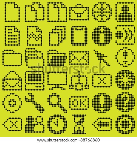 monochrome dot-based icon big set for control screens and web design. more icons are available