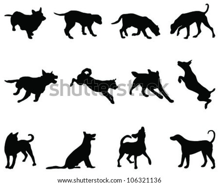 Dogs silhouette, vector