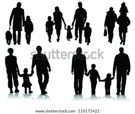 Silhouettes Of Families Walking 2-Vector - 110175422 : Shutterstock