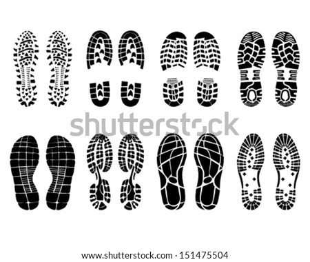 Various shoe prints, vector Illustration 