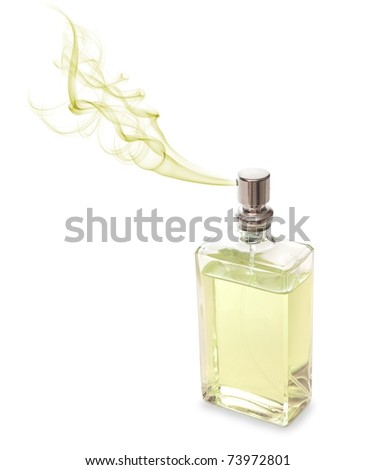 Angular perfume for men spraying beautiful scent.