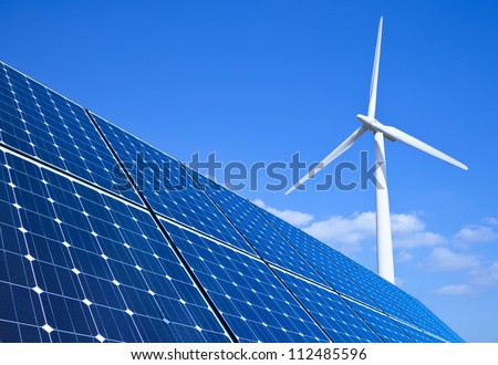 Similar – Image, Stock Photo Wind turbine against a blue sky with sun and clouds, Rhineland-Palatinate, Germany. alternative energy, new natural landscape