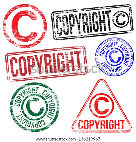 Rectangular and round copyright rubber stamp vectors 