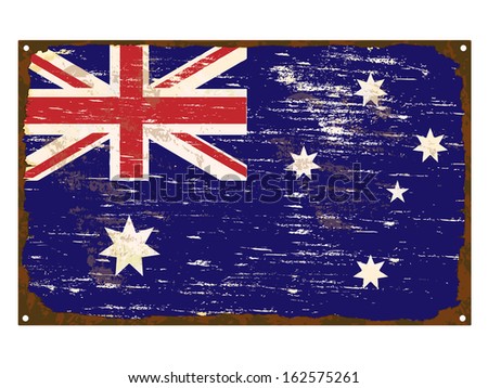 Australian flag on rusty old enamel sign