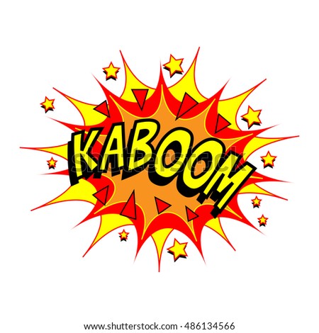 Exploding cartoon Kaboom text caption vector illustration
