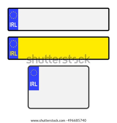 Blank Southern Ireland vehicle licence number plates in different styles vector
