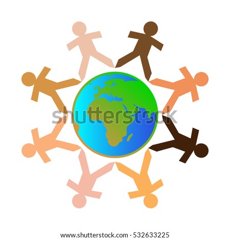 Vector Images Illustrations And Cliparts Paper Chain Cut Out People With Different Skin Tone Colors Surrounding The Earth Hqvectors Com