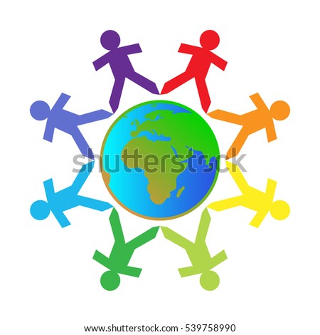 Vector Images Illustrations And Cliparts Paper Chain Cut Out People With Different Colors Surrounding The Earth Hqvectors Com