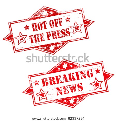HOT OFF THE PRESS and BREAKING NEWS Rubber Stamp Illustrations