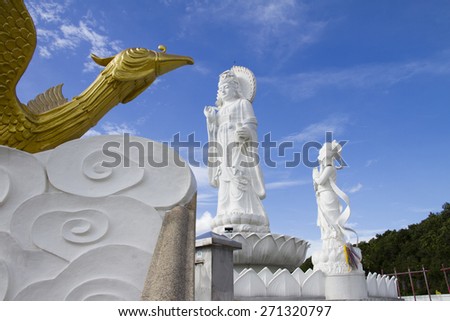 The white jade bodhisattva guan yin pavillion; The most beautiful statue of chaste, the best in southem Thailand.