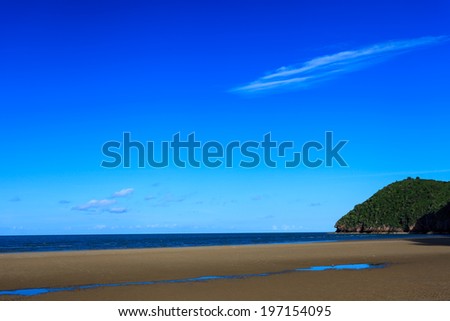 Blue sky and sand beach at Hua Hin Thailand