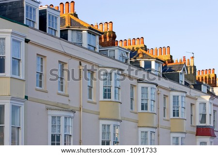 Row of Victorian Guest Houses in Weymouth, southern England