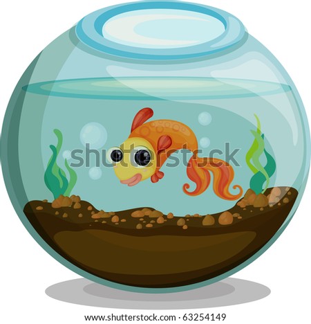 Vector Illustration Of Fish In Bowl - 63254149 : Shutterstock