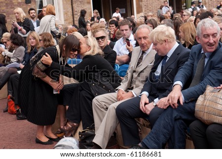 LONDON, UK-SEPTEMBER 17: Front Line Guests Included Boris Johnson, Jo Wood, Hilary Alexander and Sir Tom Shebbeare, London Fashion Week\'s Estethica Show at St Jame\'s Palace on Sept 17, 2010 in London