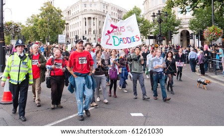 LONDON, UK - SEPTEMBER 18: Protesters March Against The Pope's Visit, Trafalgar Square, London, September, 18 2010