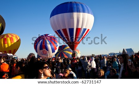 ALBUQUERQUE - OCTOBER 10: Crowds gather as balloons are inflated during the Farewell Mass Asension the morning of October 10, 2010 in Albuquerque, NM.