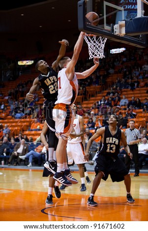 EL PASO – DECEMBER 29: Anderson (22) of the Ark-Pine Bluffs attempts to block a shot at the Sun Bowl Invitational in their 79 to 58 loss to U of Texas El Paso on December 29, 2011 in El Paso, Texas.