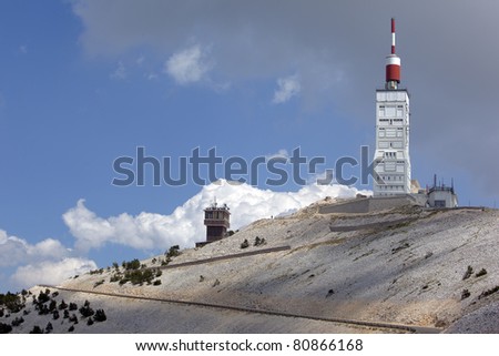 Huge TV transmitter building on the summit of Mount Ventoux, France