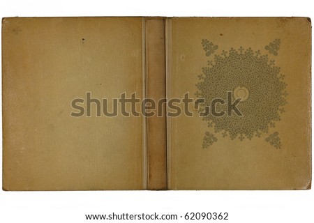 Opened old book cover isolated on a white background