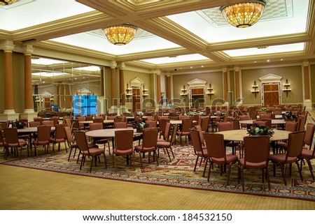 LAS VEGAS, NEVADA, USA - OCTOBER 23, 2013 : Conference hall in Caesar\'s Palace in Las Vegas, Caesar\'s Palace hotel opened in 1966 and has a Roman Empire theme.