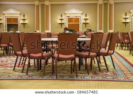 LAS VEGAS, NEVADA, USA - OCTOBER 23, 2013 : Conference hall in Caesar\'s Palace in Las Vegas, Caesar\'s Palace hotel opened in 1966 and has a Roman Empire theme.
