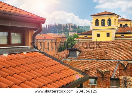 Roofs of houses in the city of Verona, Italy
