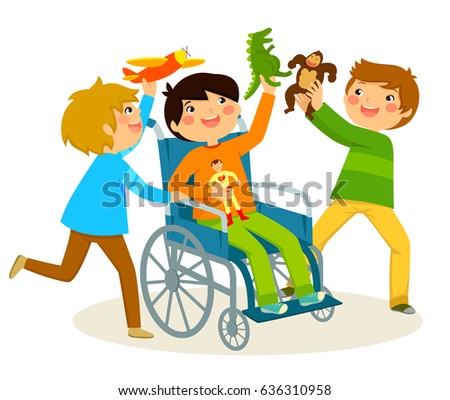 boy who uses a wheelchair playing with his friends.