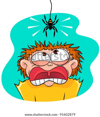 Boy Scared Of A Spider Stock Vector Illustration 95602879 : Shutterstock